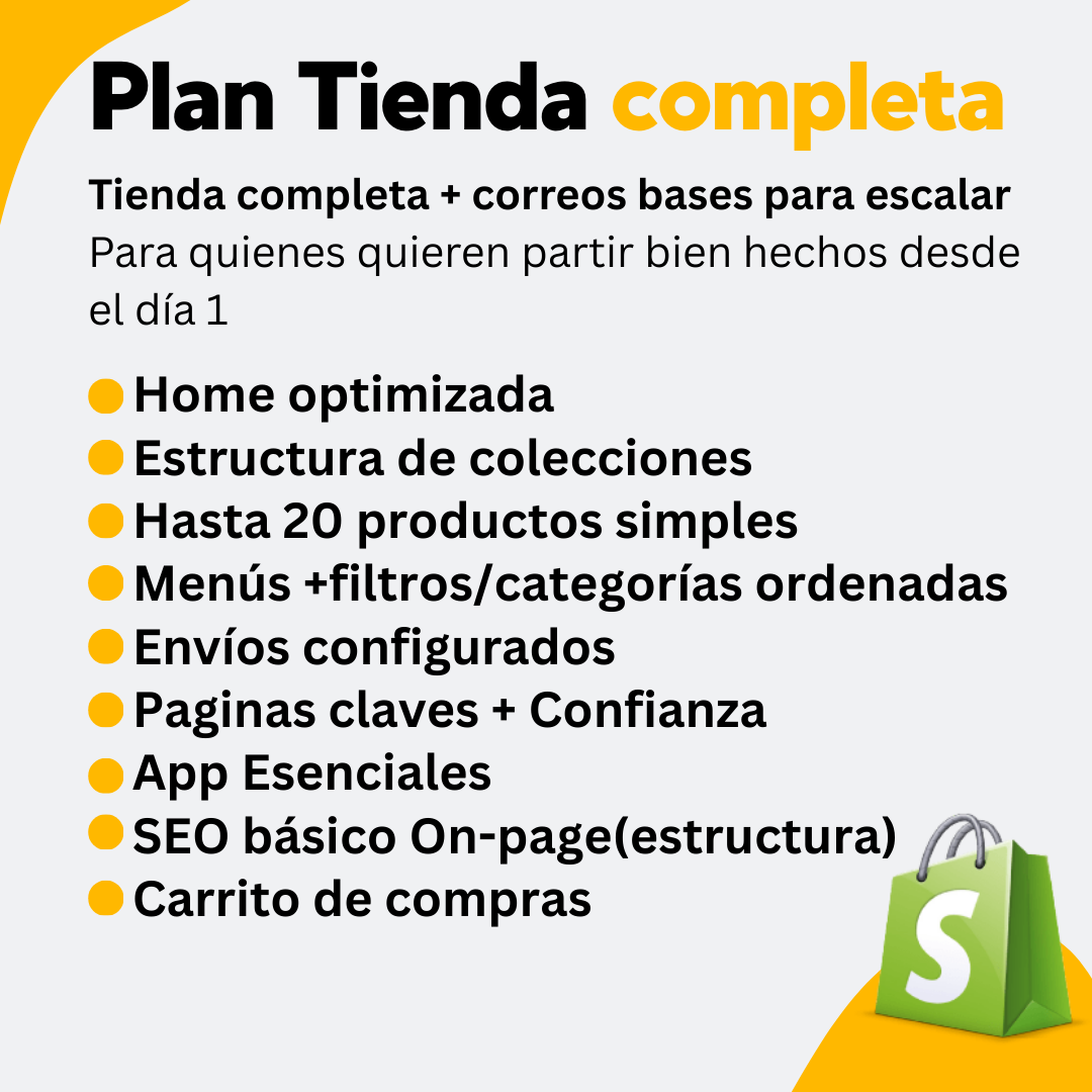Plan Tienda completa para escalar