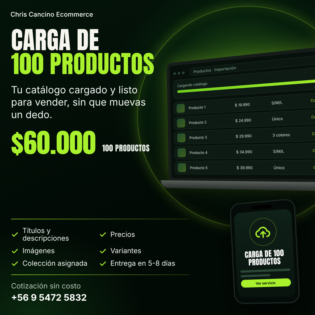 Carga de productos — Pack 100